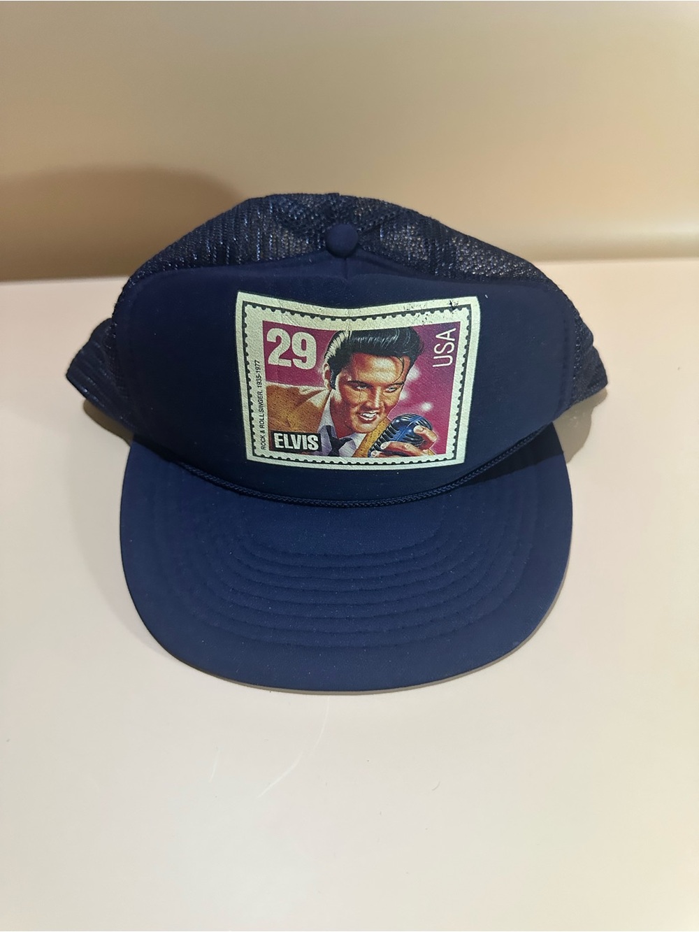 Vtg 1992 Gold Medal Elvis Presley Adjustable Trucker Cap Hat Men's Postage Stamp